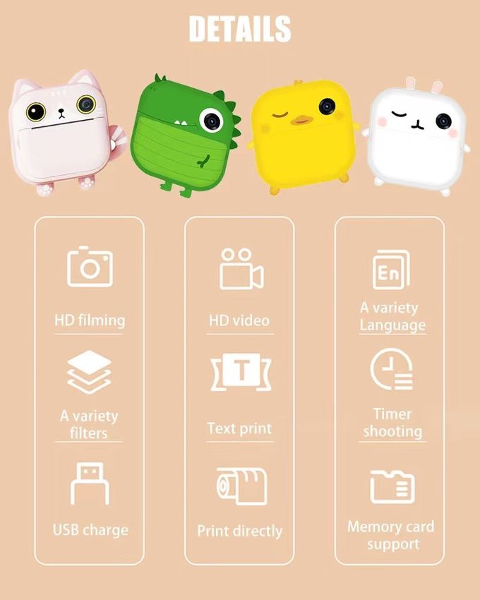 Kids Instant Camera Photo Print Camera For Children 2.4“ Video Digital Camera With Print Paper For Child